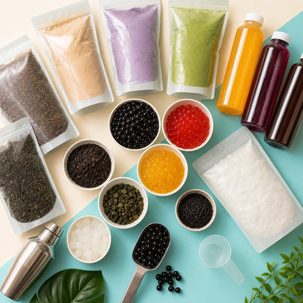 Categorías de insumos para preparar bubble tea