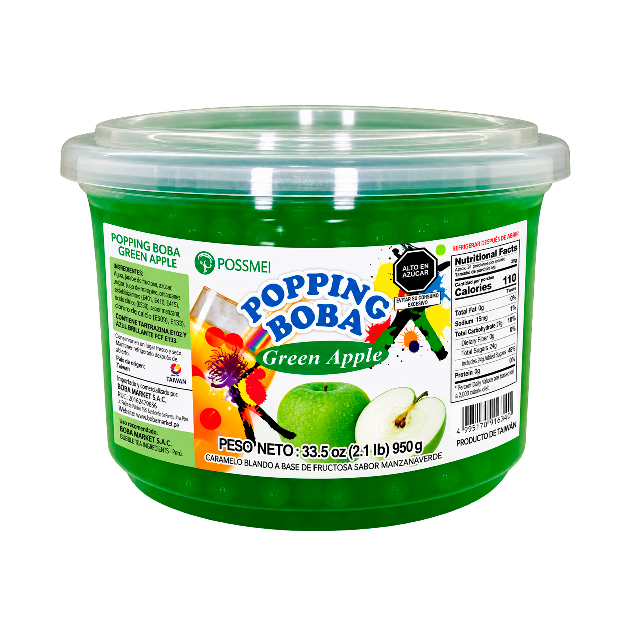 Popping boba sabor manzana verde 950g