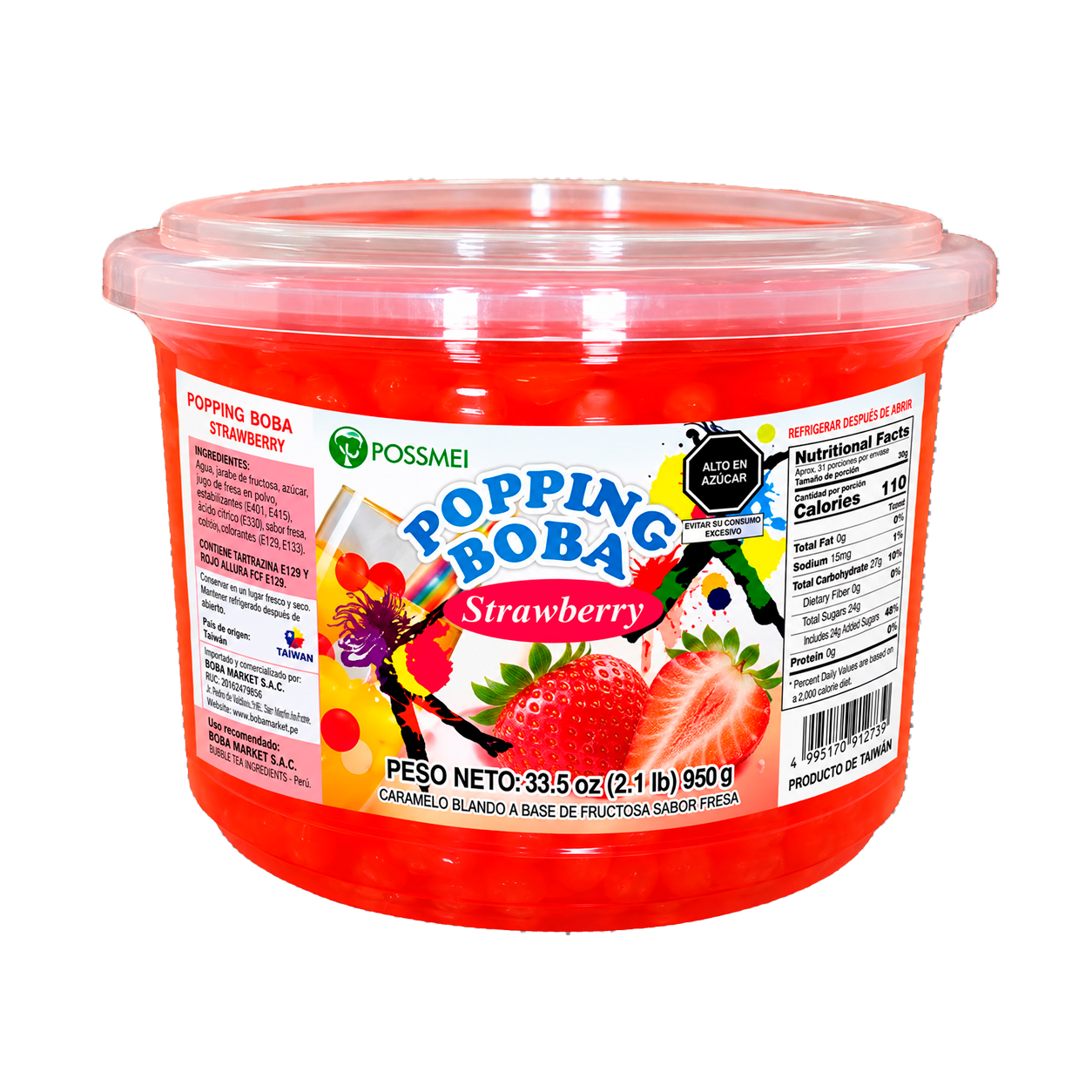Popping boba sabor fresa 950g